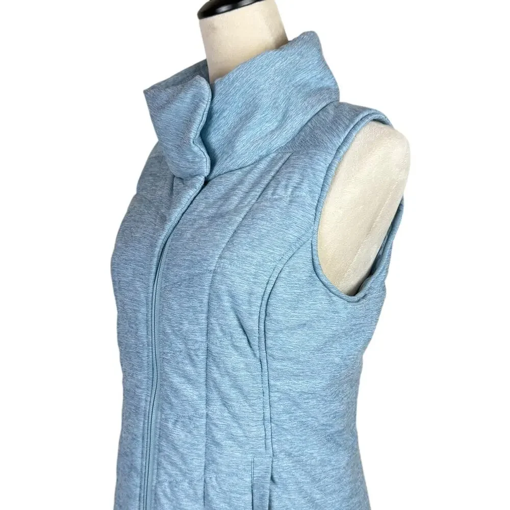 The North Face Women's Heather Blue Zip Up Performance Pseudio Puffer Vest